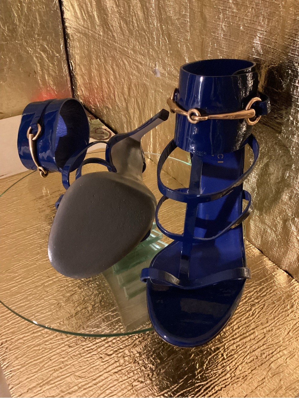 Gucci Blue Strappy High Heel Sandals - Picture 5 of 7